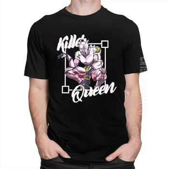Jojos Bizarna Avantura T Shirt za Moške, Bombaž Graphic T-shirt O Vratu Killer Queen Tee Slim Fit, Oblačila Japonske Anime