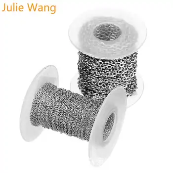 Julie Wang 10 Metrov/Rola 1-3 mm, iz Nerjavnega Jekla, Prečni O Verige Ženske Moški Ogrlica Verige Zapestnica Nakit, zaradi Česar Ugotovitev Opremo