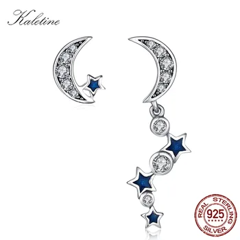 KALETINE Luna Uhan Crescent Moon Zvezde Stud Uhani 925 Sterling Srebrni Uhani Blue Star za Ženske, Nakit, Dragulji, KLTE035