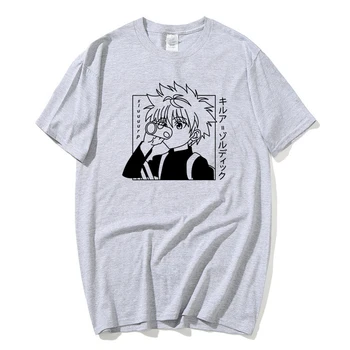Kawaii Hunter X Hunter Tshirt Moški Kratek Rokav Killua Zoldyck T-shirt O-Vratu Opremljena Mehko Bombažno Anime Manga Tee Shirt Oblačila
