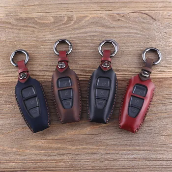 KEYYOU Keychain 3 Gumb Usnje Avto Ključ Primeru Fob Tipko Kritje Za Ford Focus C-Max Kuga Mondeo Fiesta Avto Ključ Lupini