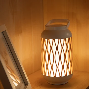 Kitajski Retro Prenosni Lesa Zrn 3w Sveča, Luč, Svetilka LED Noč Spalnica Domačo Razsvetljavo za Polnjenje možnost zatemnitve z USB polnjenje