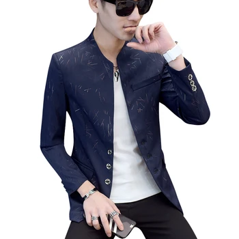 Kitajski Slog Mens Slim Fit Blazer Moški Design Plus Velikost Tunika Človek Casual Moški Slim Fit Suknjič Pevka Kostum 6XL 5XL