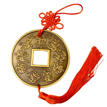 Kitajski vozel Letnik Srečo, Bogastvo, Srečo Fengshui Qing, Bakreni Kovanci Amulet za Srečo Kovinski Obesek Doma Dekoracijo Umetnost 10 cm