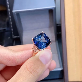 KJJEAXCMY fine nakit 925 sterling srebro vdelan naravnih modri topaz gemstone nov Ženski prstan priljubljena Podporo test vroče prodaja