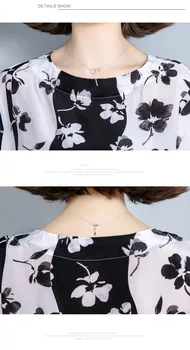 Korejski Svilena Srajca Ženske Poletje Tiskanja Plus Velikost Urad Dama Vrhovi Blusas Mujer De Moda 2021 Visoke Kakovosti Bluze Femme 10159