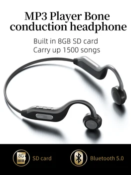 Kostno Prevodnost Brezžična tehnologija Bluetooth 5.0 Slušalke Stereo Zmanjšanje Hrupa, Šport na Prostem Sweatproof Slušalke z Mikrofonom SD Kartico