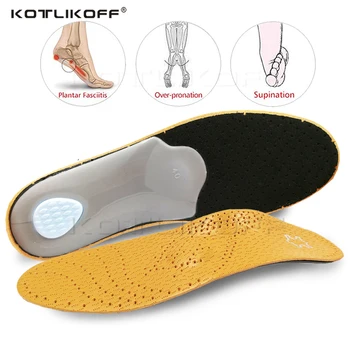 KOTLIKOFF Visoke kakovosti Usnja ortopedije vložek za Ravno Noge Podpora Narti ortopedski čevlji edini Vložki za moške in ženske