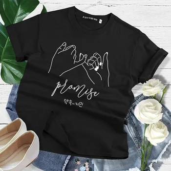 Kpop Jimin Obljubo T-Shirt Poletje Priložnostne Kratek Rokav Natisnjeni Obljubo T Shirt Vrhovi Harajuku Plus Velikost