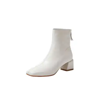 Krazing pot kravje usnje kvadratni toe med petah leni slog, barva pozimi elegantno zadrgo Evropske elegantna modela gleženj škornji L70