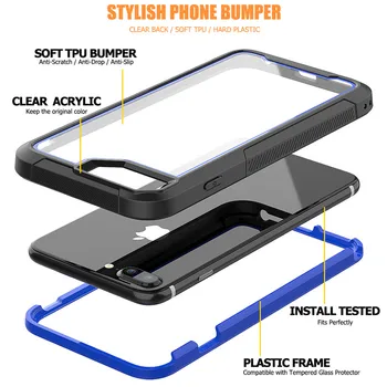 Krepak Shockproof pregleden Telefon Nazaj Primeru za iPhone 12 11 Pro XS Max XR 6s 6 7 8Plus Hibridni Oklep Okvir Soft TPU Kritje Primera