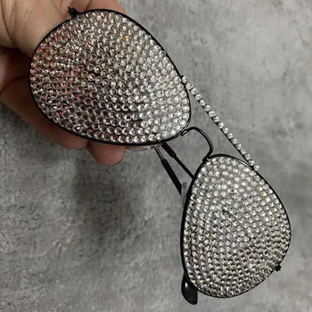 Kristalno Diamond Zlato Okvir Vintage Sončna Očala Sončna Očala Ženske Luksuzni Nosorogovo Moških Optični Letalstva Očala Oculos