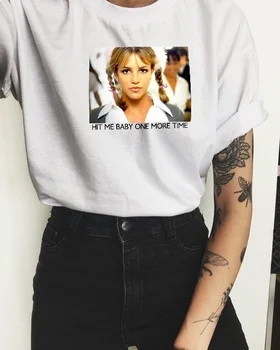 Kuakuayu HJN Moda Vrhovi Hit Me Baby One more Time Majica s kratkimi rokavi Ženske 90. letih Moda Britney Spears Lyrics Tee Ulica Slog Hipsters
