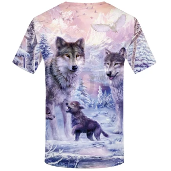 KYKU blagovne Znamke Wolf-Shirt Sneg Oblačila Džungle T-shirt zabavne majice 3d Print majica s kratkimi rokavi Moški 2018 Poletje Moda Nova