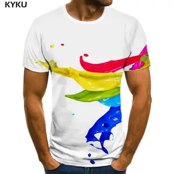 KYKU Pigment majica s kratkimi rokavi Moški Pisane Tshirt Tiskane Umetnosti Anime Obleko Kratek Rokav poletje Slog Natisnjeni Velika Velikost