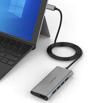 Lention dolg Kabel USB C Multiport Središče s 4K HDMI, 4 USB 3.0, Tip C Adapter za MacBook Pro 13/15 (Boben 3 )