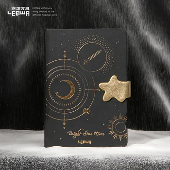 LENWA Zvezdnato Nebo Trda vezava Zvezek Magnetne Sponke Zvezek Prazno Črno Papir Notranji Strani B6 Doodle Knjiga