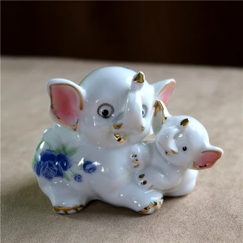 Lep Porcelan Mama in Baby Slon Keramične Figurice prosto Živečih Živalskih Miniaturni Darilo Obrti Okras za Dom Dekor materinski Dan