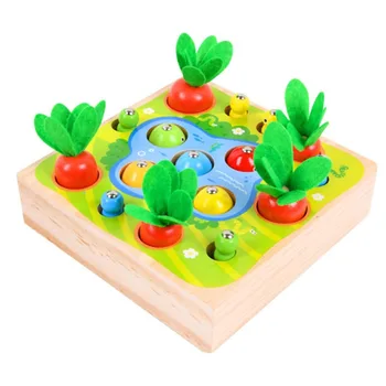 Lesene Montessori Igrače 3 v 1 Najnovejšo Različico Korenček, Ribolov, Ribolov Igre, Lov Črv, Sortiranje Puzzle Igrača