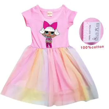 LOL Presenečenje Otroci Baby Dekle, Princesa Obleko Modne Tutu Bombaž Obleke Poletje Priložnostne Cvet Obleke Obleke oblačenja za dekleta