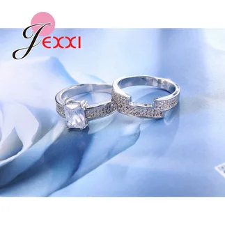 Luksuzni 925 Sterling Srebrni Prstan CZ Kristalni Nakit Klasični Poročni Prstani, Zaročni Za Ženske Dodatki