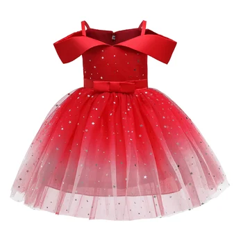 Ma&Baby 2-10Y Božič Otrok Otrok Dekleta Tutu Obleko Off Ramenski Sequins Til Princesa Rojstni dan Obleke Za Dekleta