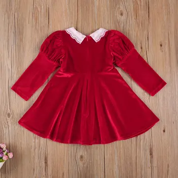 Ma&Baby 2-11Y Božič Fant Dekleta Rdečo Obleko Novo Leto Oblačila Pasja Princesa Dolg Rokav Stranke Obleke Za Otroka Dekleta Božič