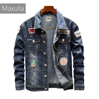 Maxulla jeansa, moške jakne original Pomlad jean jopiči mozaik ulične stilsko Hip Hop denim jakna moški street nositi Mla026