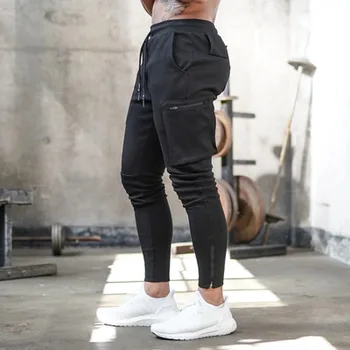 Mens jogging pocket design sweatpants Novo bombaž prikrivanje mens fitnes multi žep jogging hlače