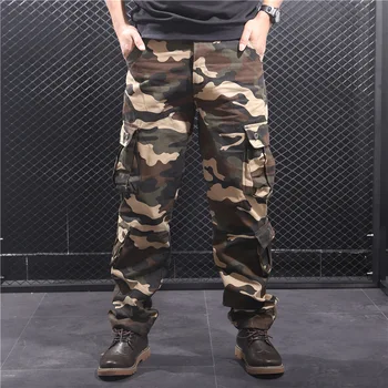 Mens Tovora Hlače Priložnostne Vojaško Maskirno Vojske Oblačila Plus Velikost Svoboden Multi-žep Kombinezona Joggers Hip Hop Homme Hlače