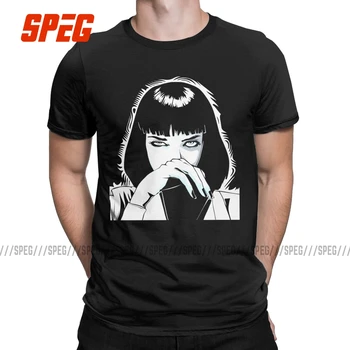 Mia Pulp Fiction Quentin Tarantino T-Majice za Moške Letnik Cotton Tee Shirt Posadke Vratu Kratek Rokav T Shirt 4XL 5XL Oblačila