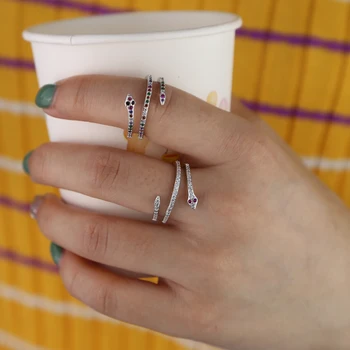 Mikro utrla cz multi zaviti kača obroč ženske polno prst nakita srebrne barve pisane cz prilagodite obroči