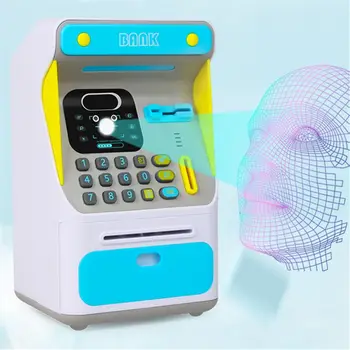 Mini ATM Banka Denar z Elektronsko Ključavnico, Prepoznavanje obrazov Samodejno Pomikanje papirnati Denar & Kovanec Za Otroke, Najstnike, Fantje Dekleta