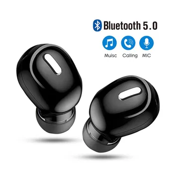 Mini Bluetooth 5.0 Slušalke za V Uho Hi-fi Brezžične Slušalke Z Mikrofonom Šport Čepkov Prostoročne Stereo Slušalke za vse telefone
