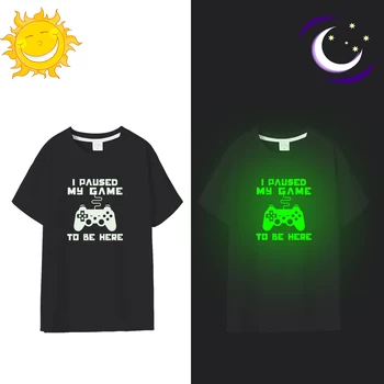 Moda Reflece Svetlobe, T-shirt, ki sem Prekinjeno Moje Igre, Da Bi Tukaj Rokavi Moški Žareti V Temno Fluorescentna Majica Svetlobna V Noč Črna Vrhovi