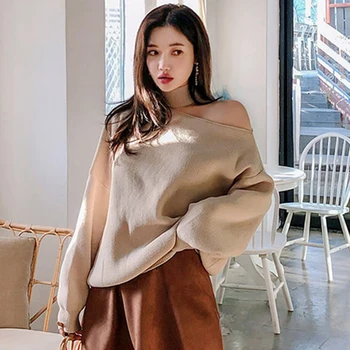 Moda Votlih Turtleneck Pulover Ženska korejski Dolg Rokav Svoboden Plesti Pulover Ženske Preprosto Slim Trdna ženska Jopica 2020
