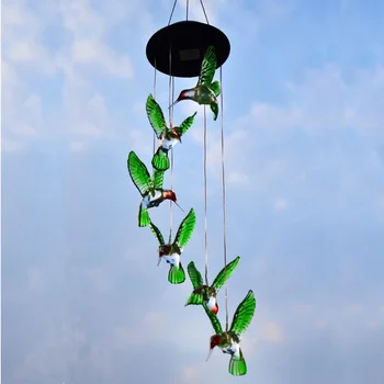 Moda Wind Chime LED Luči Sončne Spreminjanje Barve Hummingbird Visi Travnik Dvorišče Vrt Doma Dekoracijo --M25