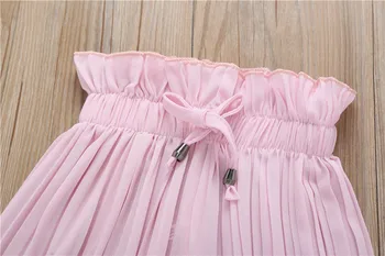 Moda za Dekleta Oblačila Sklop 2019 Novo Poletje Baby Dekleta Vrhovi Cvetlični T-shirt+šifon Pantsuit 2PCS Obleke Za Dekleta Obleke Otrok