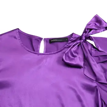 Moda za Ženske Saten Bluze 5XL Celmia Jeseni Eleganten Dolg Rokav Lok Majice, Vrhovi Priložnostne Naguban Urad Dama Blusas Femininas 7