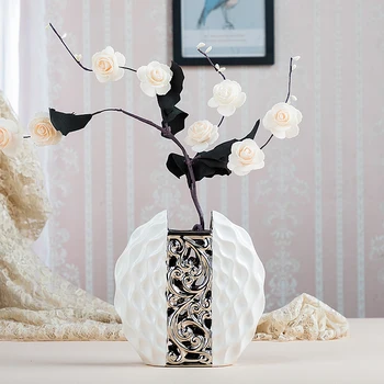 Moderna preprostost Keramična Vaza Ročno Vdelan Vaja plating Bela/srebrna Ureditev Cvet Art Vaze poročno dekoracijo doma