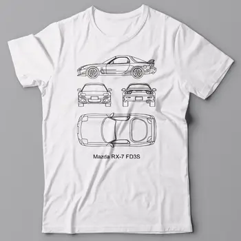 Modni T-Shirt Moški Oblačila Kul T-Shirt Načrt - Mazda Rx-7 Fd3S, Tehnične Tee Srajco, Jdm Driftcasual Bombaž Majica S Kratkimi Rokavi