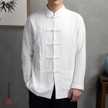 Moške Tradicionalna Kitajska Oblačila Moški Bombaž Perilo, Srajce Jopico Kung Fu Tai Chi Master Kostum Moška Moda Vrhovi CN-018