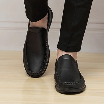 Moški Grah Čevlji dihanje modni Moški Formalnih Čevelj Elegantno Preprosto Obleko, Gospod Loafers Stanovanj, poslovnih pravega Usnja čevlji