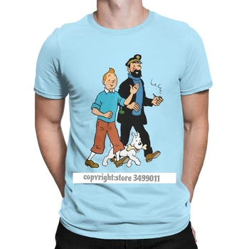 Moški Tee Srajce Tintin In Kapetan Vahnja Super Cotton Tee Srajco Adventures of Tintin Tshirt Crewneck Plus Velikost Oblačila