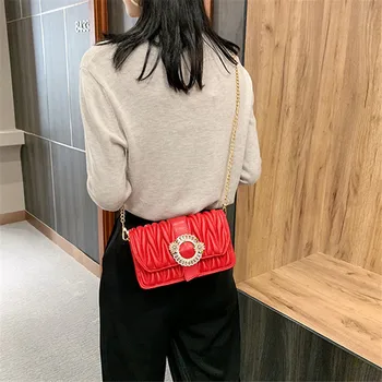 Naguban Kvadratnih Cossbody vrečko 2020 New Visoke kakovosti PU Usnja Ženske Oblikovalec Torbici Diamond Zaklepanje Verige Ramenski Messenger Bag