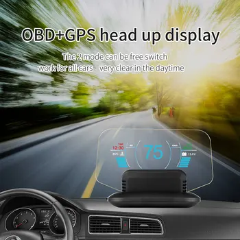 Najnovejši Head Up Display OBD2 HUD Ogledalo Posodobljene C1 Neobvezno Navigacija GPS HUD, Hitrost, Poraba Goriva Avtomobila merilnik Hitrosti Projekcija