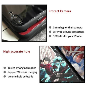 Napad na Titan anime zaščitna novo kaljeno steklo pokrova casefor iphone 11 12 max pro mini 6 6s 7 8 plus x xr xs max se2020
