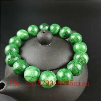 Naravni Green Jade Jasper Kroglice Elastično Zapestnico Čar Smaragdno Nakit, Modni Dodatki, Vklesan Amulet Darila za Ženske, Moške