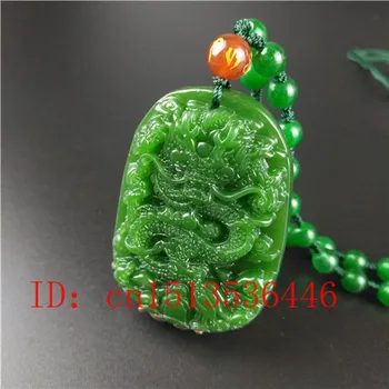 Naravni Zeleni Kitajski Zmaj Vklesan Jade Ogrlico, Obesek Čar Nakit, Modni Dodatki, Ročno Izrezljano Srečo, Amulet Darila