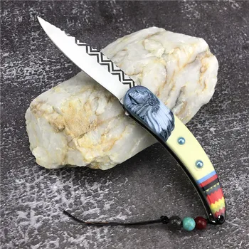 Native American Indijski Stil Folding Nož NOVA EOS Orodje 440 Rezilo iz Nerjavečega Jekla Žepni Nož na Prostem Lovski Nož za Kampiranje
